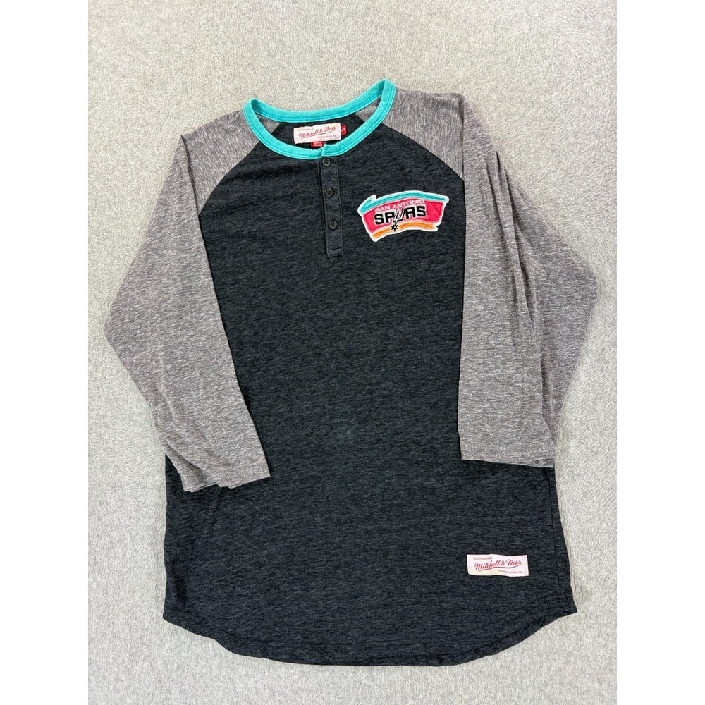 San Antonio Spurs Stitched Logo NBA Basketball Raglan Shirt (Men's Large) Gray